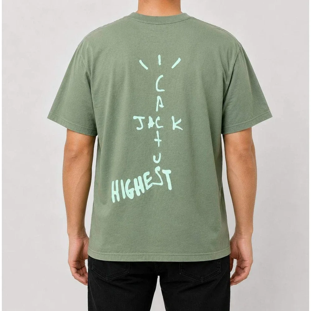 Travis Scott Jordan Cactus Jack Highest T-Shirt Olive Green Size M New